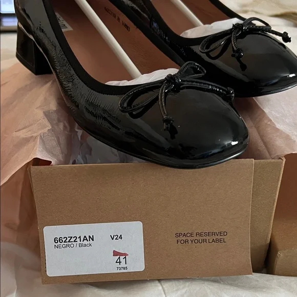 ANTHROPOLOGIE Bibi Lou Heeled Ballet Bow Pumps in Black Sz 41 - NIB!! - Picture 6 of 9